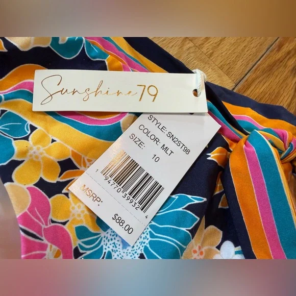 Sunshine 79 Multicolor Floral and Stripe Bikini Bottoms Women’s Size 10 NWT - Picture 4 of 12